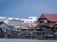 A general view of the fisherman's village area of Narathiwat shows daily life in Tak Bai, Narathiwat, Thailand, on October 25, 2024. Tak Bai...