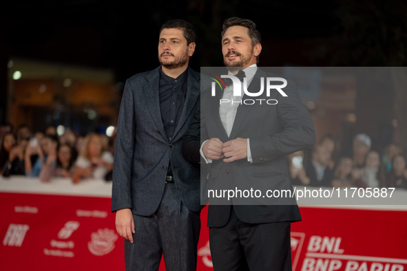 Claudio Giovannesi and James Franco attend the ''Hey Joe'' red carpet during the 19th Rome Film Festival at Auditorium Parco Della Musica in...