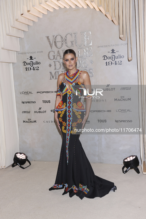 Vanessa Claudio attends the red carpet for the Vogue Dia de Muertos Gala at Palacio de Mineria in Mexico City, Mexico, on October 24, 2024. 