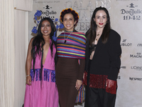 Yalitza Aparicio, Karla Martinez de Salas, and Zuria Vega attend the red carpet for the Vogue Dia de Muertos Gala at Palacio de Mineria in M...