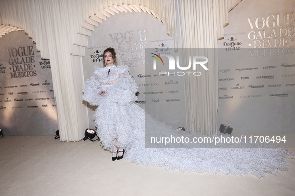 Karla Diaz attends the red carpet for the Vogue Dia de Muertos Gala at Palacio de Mineria in Mexico City, Mexico, on October 24, 2024. 