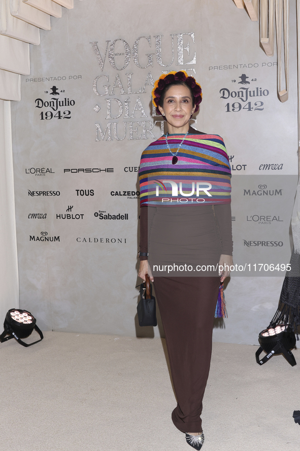 Karla Martinez de Salas attends the red carpet for the Vogue Dia de Muertos Gala at Palacio de Mineria in Mexico City, Mexico, on October 24...