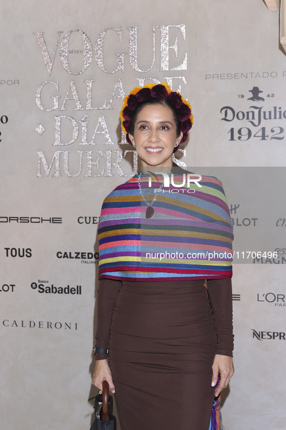 Karla Martinez de Salas attends the red carpet for the Vogue Dia de Muertos Gala at Palacio de Mineria in Mexico City, Mexico, on October 24...