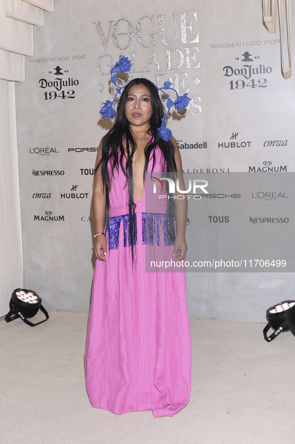 Yalitza Aparicio attends the red carpet for the Vogue Dia de Muertos Gala at Palacio de Mineria in Mexico City, Mexico, on October 24, 2024....