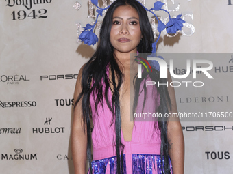 Yalitza Aparicio attends the red carpet for the Vogue Dia de Muertos Gala at Palacio de Mineria in Mexico City, Mexico, on October 24, 2024....