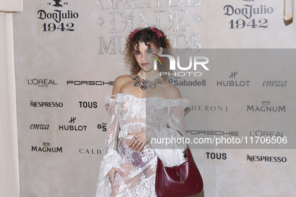 Pamela Moreno attends the red carpet for the Vogue Dia de Muertos Gala at Palacio de Mineria in Mexico City, Mexico, on October 24, 2024. 