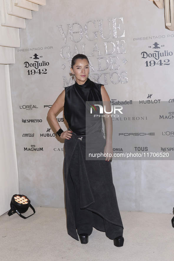 Sara Maldonado attends the red carpet for the Vogue Dia de Muertos Gala at Palacio de Mineria in Mexico City, Mexico, on October 24, 2024. 