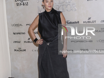 Sara Maldonado attends the red carpet for the Vogue Dia de Muertos Gala at Palacio de Mineria in Mexico City, Mexico, on October 24, 2024. (