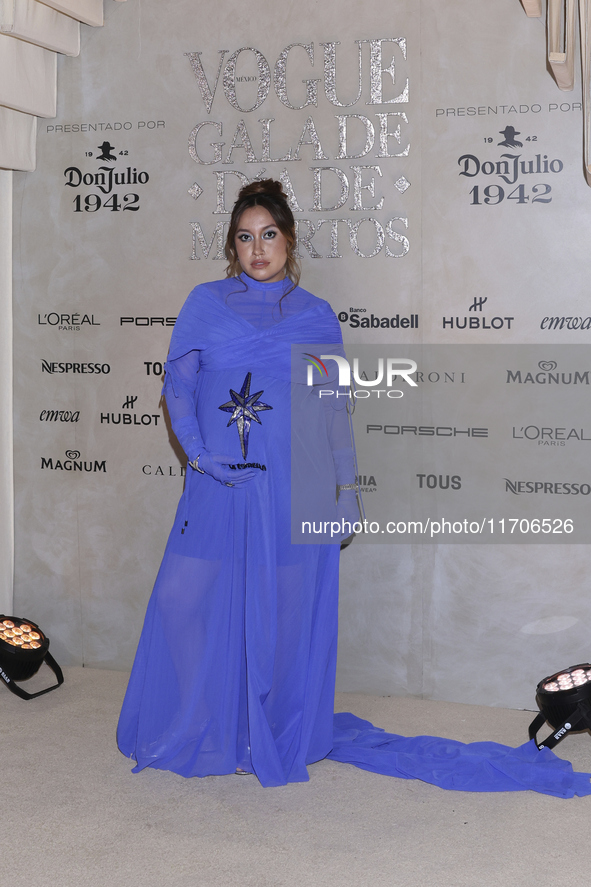 Katya Echazarreta attends the red carpet for the Vogue Dia de Muertos Gala at Palacio de Mineria in Mexico City, Mexico, on October 24, 2024...