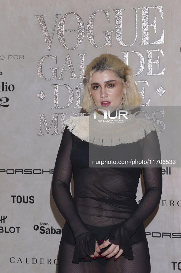 Cassandra Sanchez-Navarro attends the red carpet for the Vogue Dia de Muertos Gala at Palacio de Mineria in Mexico City, Mexico, on October...