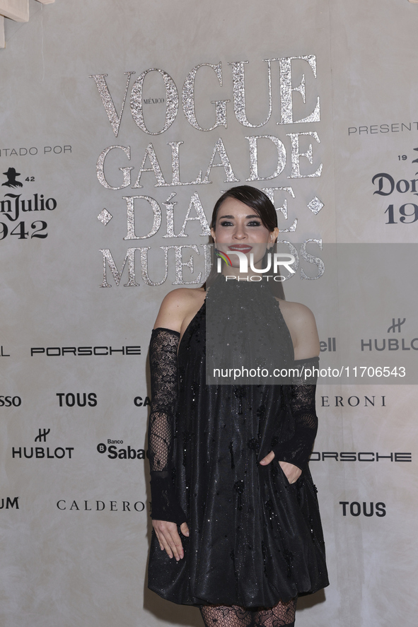 Adriana Louvier attends the red carpet for the Vogue Dia de Muertos Gala at Palacio de Mineria in Mexico City, Mexico, on October 24, 2024. 