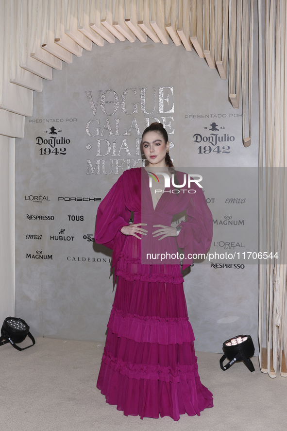 Regina Pavon attends the red carpet for the Vogue Dia de Muertos Gala at Palacio de Mineria in Mexico City, Mexico, on October 24, 2024. 