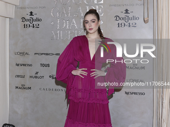 Regina Pavon attends the red carpet for the Vogue Dia de Muertos Gala at Palacio de Mineria in Mexico City, Mexico, on October 24, 2024. (