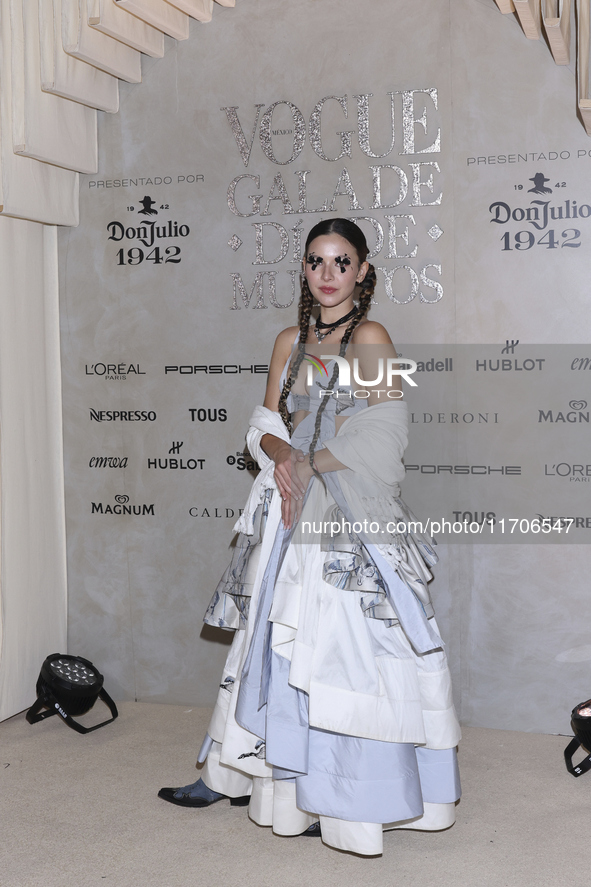 Carla Adell attends the red carpet for the Vogue Dia de Muertos Gala at Palacio de Mineria in Mexico City, Mexico, on October 24, 2024. 