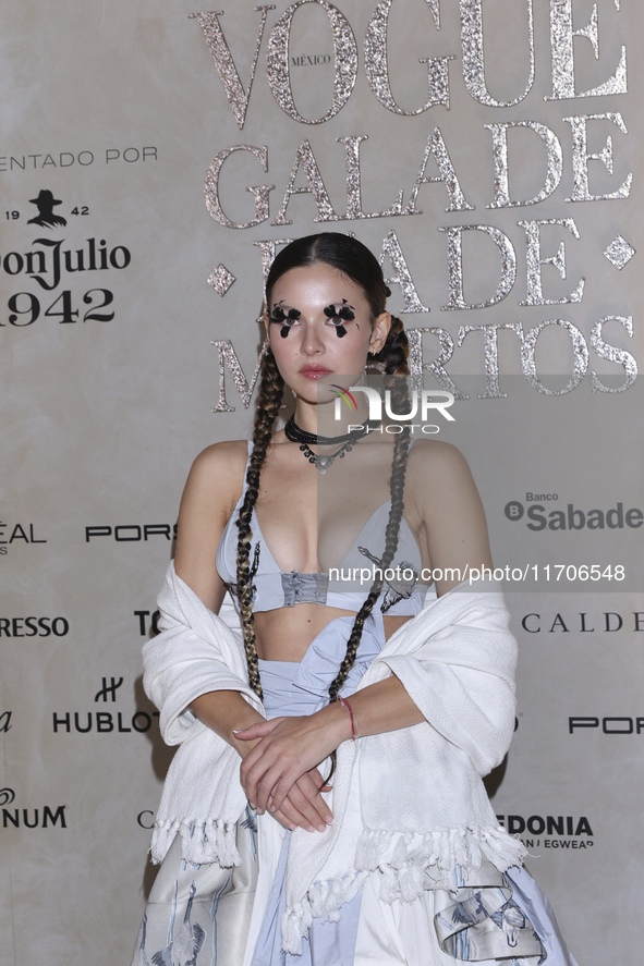 Carla Adell attends the red carpet for the Vogue Dia de Muertos Gala at Palacio de Mineria in Mexico City, Mexico, on October 24, 2024. 