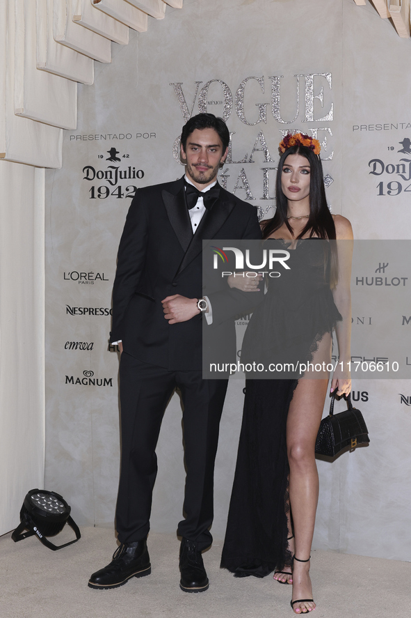 Ivan Amozurrutia and Alina Enero attend the red carpet for the Vogue Dia de Muertos Gala at Palacio de Mineria in Mexico City, Mexico, on Oc...