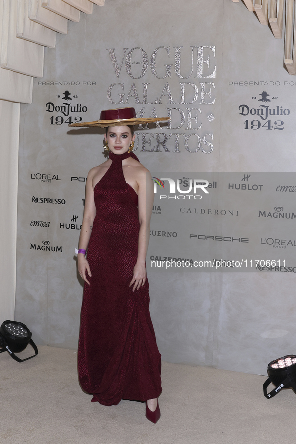 Ana Valeria Becerril attends the red carpet for the Vogue Dia de Muertos Gala at Palacio de Mineria in Mexico City, Mexico, on October 24, 2...