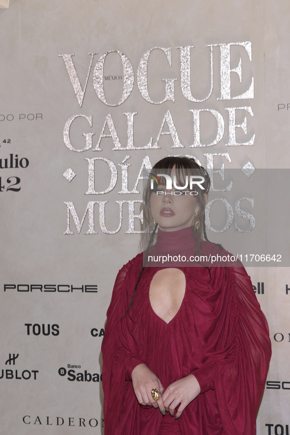 Azul Guaita attends the red carpet for the Vogue Dia de Muertos Gala at Palacio de Mineria in Mexico City, Mexico, on October 24, 2024. 