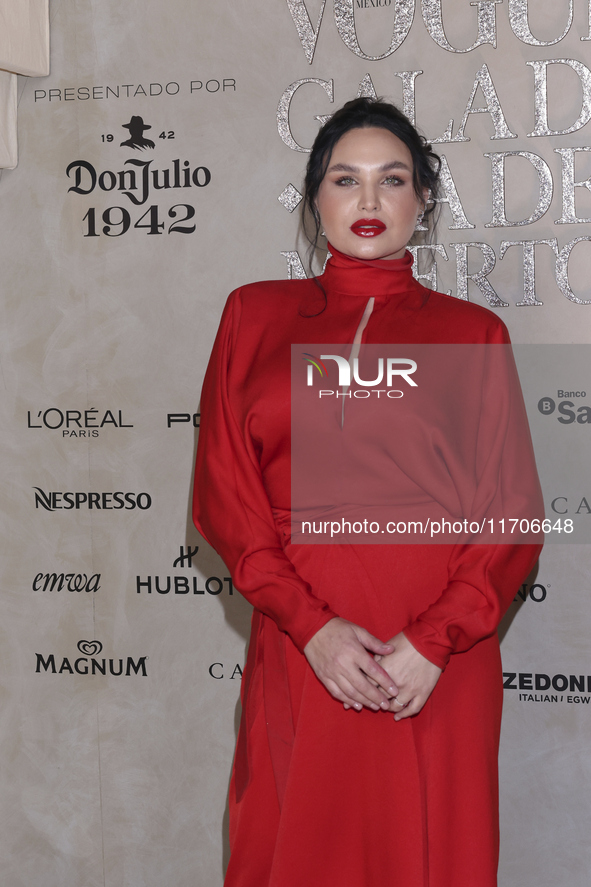 Estefania Villarreal attends the red carpet for the Vogue Dia de Muertos Gala at Palacio de Mineria in Mexico City, Mexico, on October 24, 2...