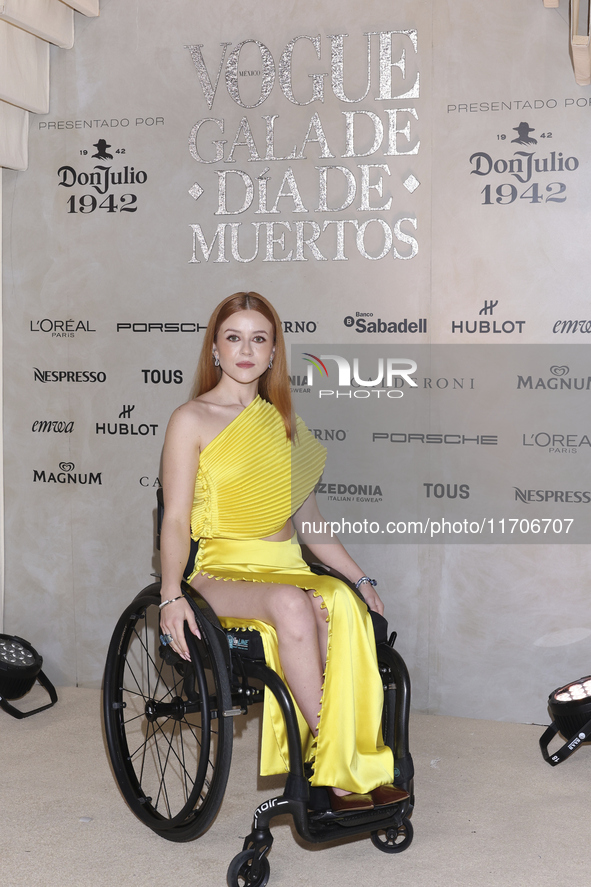 Andrea Zuckermann attends the red carpet for the Vogue Dia de Muertos Gala at Palacio de Mineria in Mexico City, Mexico, on October 24, 2024...