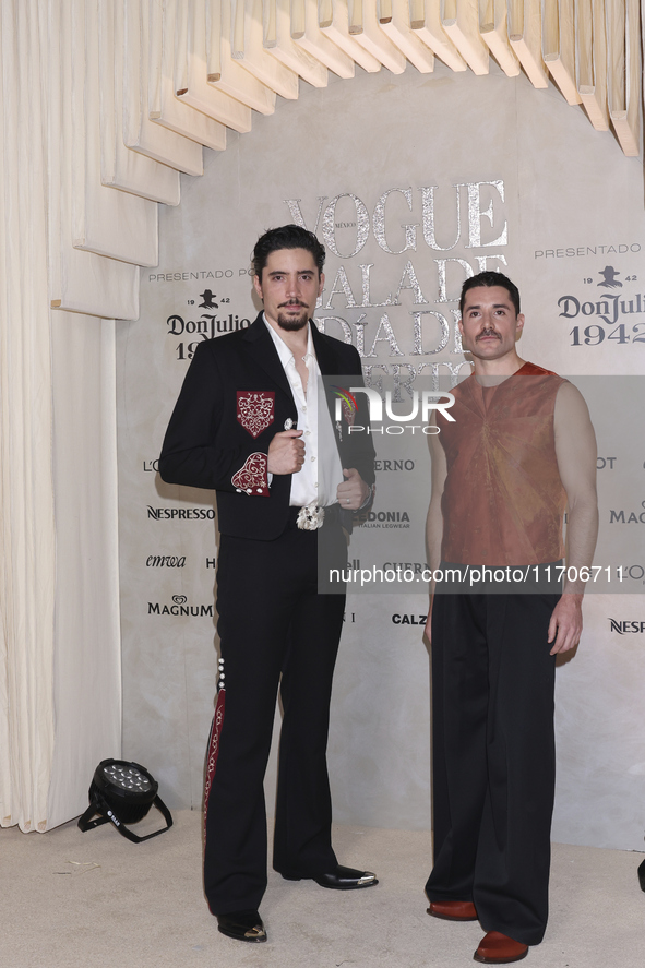 Alex Fernandez and Patricio Campillo attend the red carpet for the Vogue Dia de Muertos Gala at Palacio de Mineria in Mexico City, Mexico, o...