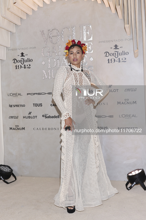 Coty Camacho attends the red carpet for the Vogue Dia de Muertos Gala at Palacio de Mineria in Mexico City, Mexico, on October 24, 2024. 