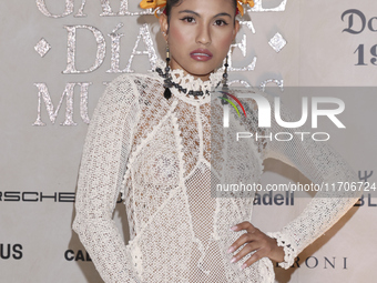 Coty Camacho attends the red carpet for the Vogue Dia de Muertos Gala at Palacio de Mineria in Mexico City, Mexico, on October 24, 2024. (