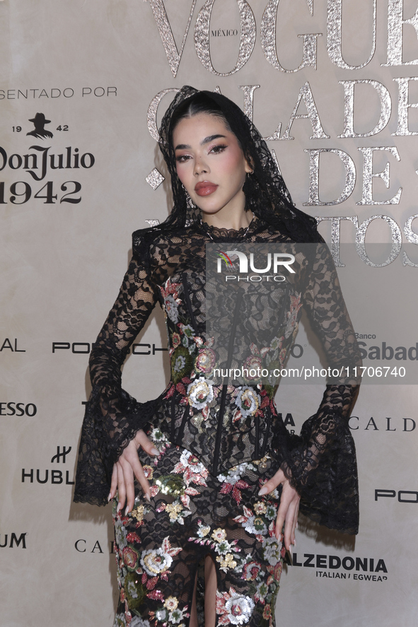 Kenia Os attends the red carpet for the Vogue Dia de Muertos Gala at Palacio de Mineria in Mexico City, Mexico, on October 24, 2024. 