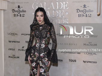 Kenia Os attends the red carpet for the Vogue Dia de Muertos Gala at Palacio de Mineria in Mexico City, Mexico, on October 24, 2024. (