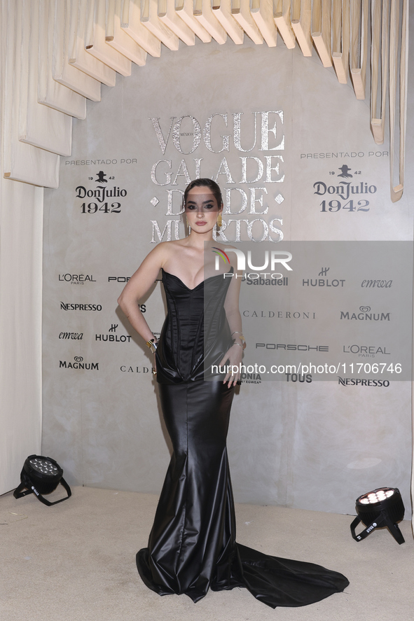 Valeria Aguilar attends the red carpet for the Vogue Dia de Muertos Gala at Palacio de Mineria in Mexico City, Mexico, on October 24, 2024. 