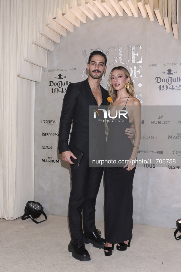 Michel Duval and Ximena Loustaunau attend the red carpet for the Vogue Dia de Muertos Gala at Palacio de Mineria in Mexico City, Mexico, on...