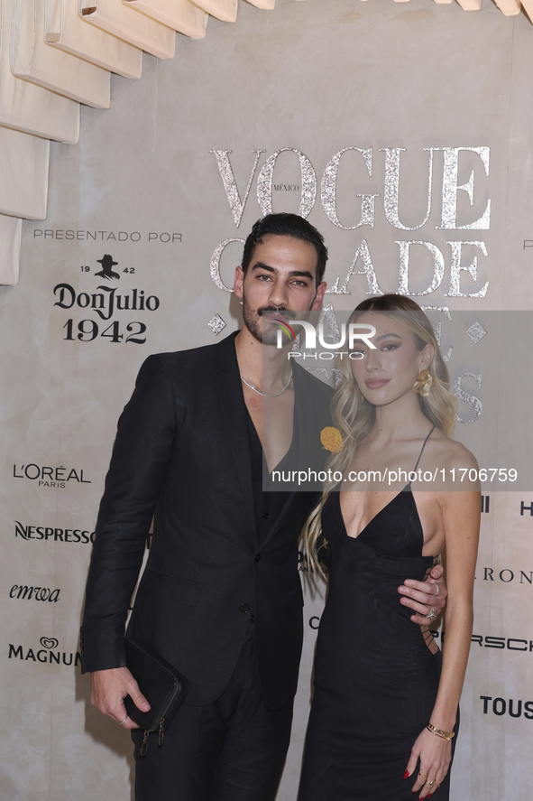 Michel Duval and Ximena Loustaunau attend the red carpet for the Vogue Dia de Muertos Gala at Palacio de Mineria in Mexico City, Mexico, on...