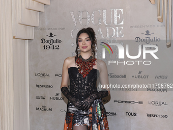 Mia Salinas attends the red carpet for the Vogue Dia de Muertos Gala at Palacio de Mineria in Mexico City, Mexico, on October 24, 2024. (