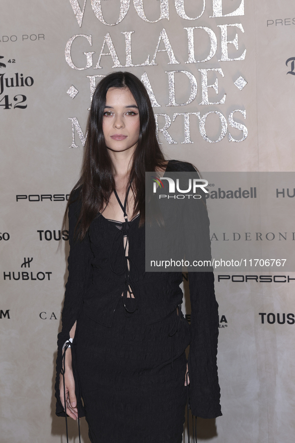 Valeria Santaella Sendel attends the red carpet for the Vogue Dia de Muertos Gala at Palacio de Mineria in Mexico City, Mexico, on October 2...