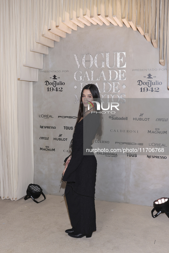 Valeria Santaella Sendel attends the red carpet for the Vogue Dia de Muertos Gala at Palacio de Mineria in Mexico City, Mexico, on October 2...