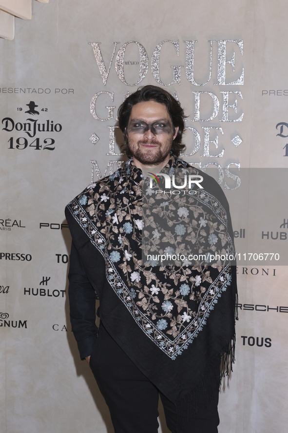 Eddy Vilard attends the red carpet for the Vogue Dia de Muertos Gala at Palacio de Mineria in Mexico City, Mexico, on October 24, 2024. 