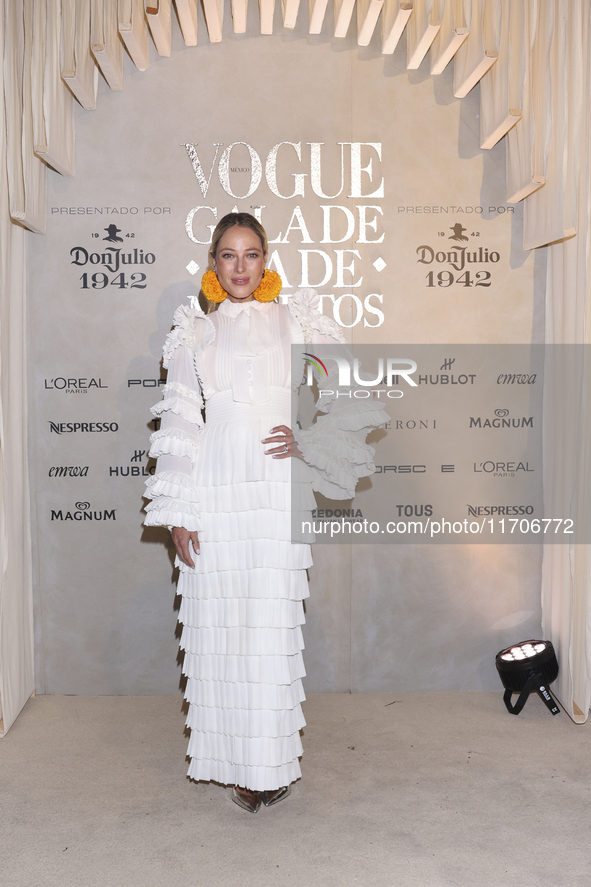 Vanessa Huppenkothen attends the red carpet for the Vogue Dia de Muertos Gala at Palacio de Mineria in Mexico City, Mexico, on October 24, 2...