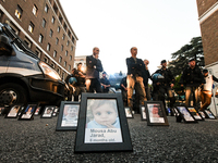 Citizens and activists gather to participate in a rally to support Palestinians in front of the US embassy in Rome, Italy, on October 25, 20...