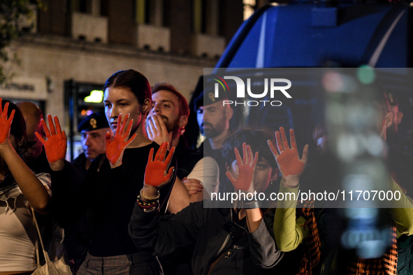 Citizens and activists gather to participate in a rally to support Palestinians in front of the US embassy in Rome, Italy, on October 25, 20...