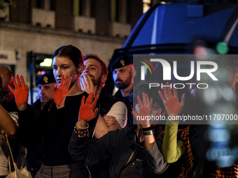 Citizens and activists gather to participate in a rally to support Palestinians in front of the US embassy in Rome, Italy, on October 25, 20...