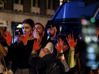 Citizens and activists gather to participate in a rally to support Palestinians in front of the US embassy in Rome, Italy, on October 25, 20...