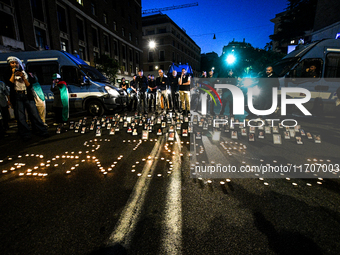 Citizens and activists gather to participate in a rally to support Palestinians in front of the US embassy in Rome, Italy, on October 25, 20...