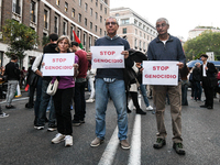 Citizens and activists gather to participate in a rally to support Palestinians in front of the US embassy in Rome, Italy, on October 25, 20...