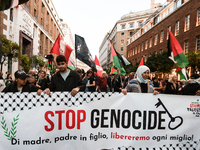 Citizens and activists gather to participate in a rally to support Palestinians in front of the US embassy in Rome, Italy, on October 25, 20...