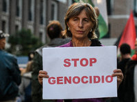 Citizens and activists gather to participate in a rally to support Palestinians in front of the US embassy in Rome, Italy, on October 25, 20...