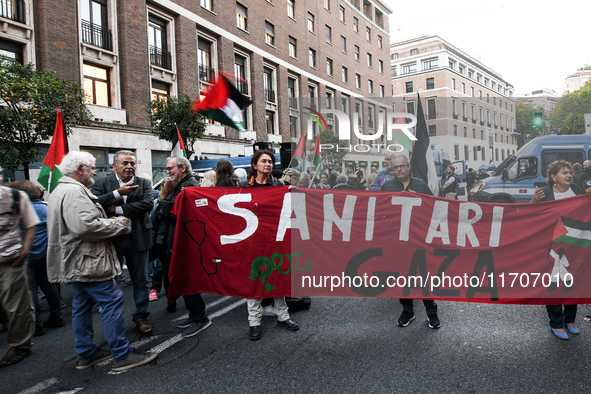 Citizens and activists gather to participate in a rally to support Palestinians in front of the US embassy in Rome, Italy, on October 25, 20...