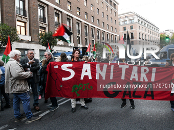 Citizens and activists gather to participate in a rally to support Palestinians in front of the US embassy in Rome, Italy, on October 25, 20...