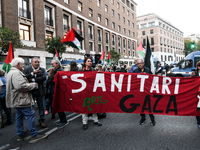 Citizens and activists gather to participate in a rally to support Palestinians in front of the US embassy in Rome, Italy, on October 25, 20...