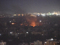 Smoke rises from the site of an Israeli airstrike that targets a neighborhood in Beirut's southern suburbs on October 25, 2024. Israel expan...