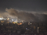 Smoke rises from the site of an Israeli airstrike that targets a neighborhood in Beirut's southern suburbs on October 25, 2024. Israel expan...